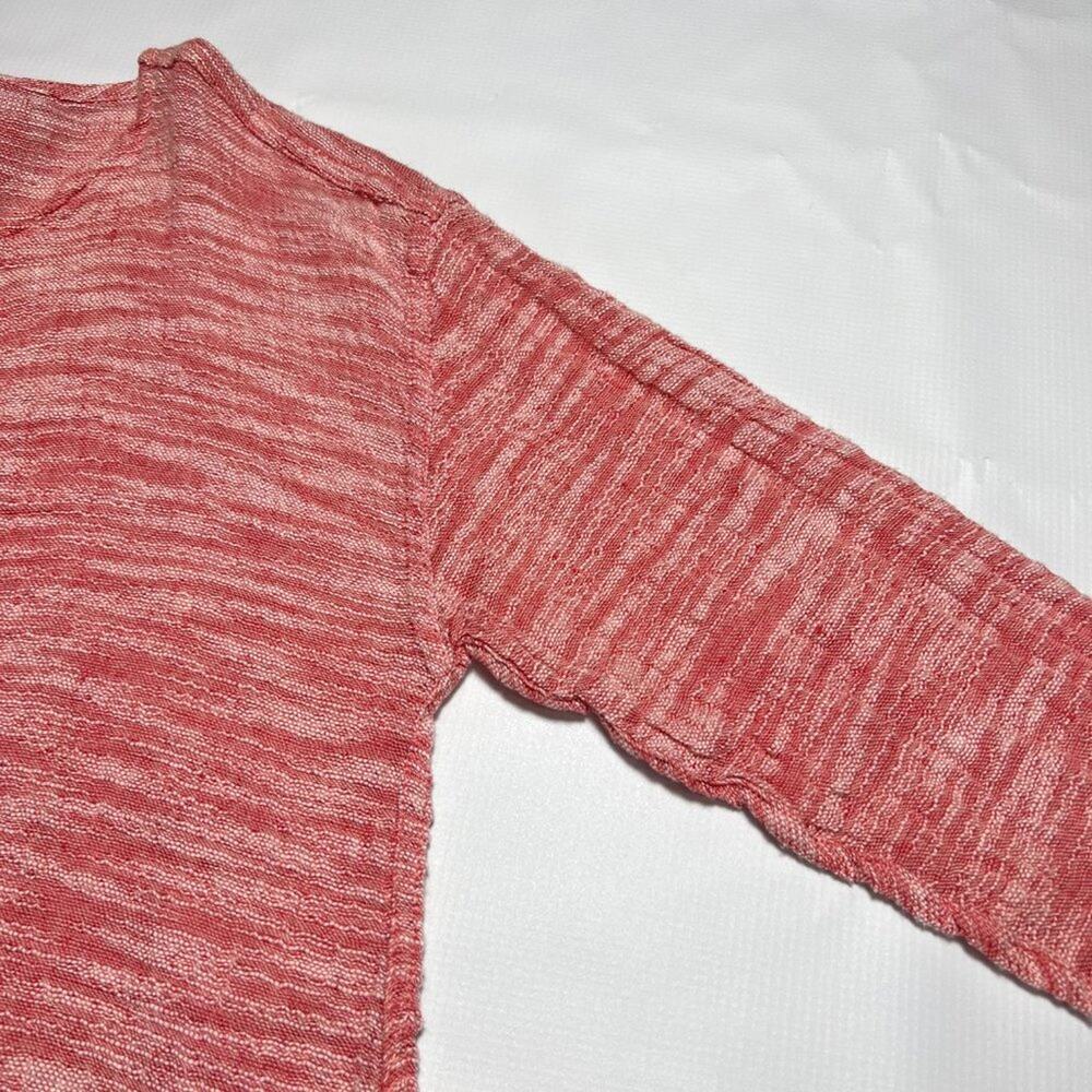 FLAX Linen Blend Long Sleeve Boat Neck Top SIZE P 4/6 Pink Rose Marled Relaxed - Picture 11 of 12